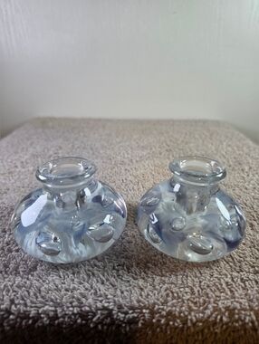 Gibson Paperweight Candle Holders A Pair
